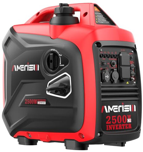 AMERISUN Generador inversor portátil de 2500 vatios con sensor de CO, súper silencioso para camping, portón trasero, uso de emergencia en el hogar, compatible con EPA versión 2025
