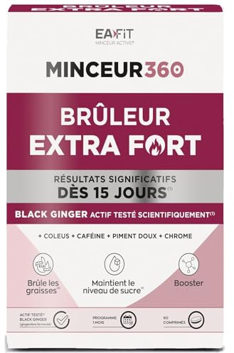 EAFIT Bruleur de Graisse Extra Fort Minceur 360- Brule Graisse, Perte de Poids Rapide et Efficace - Black Ginger + Chrome - Maintien de la glycémie - Résultats visibibles dès 15 jours - 1 MOIS