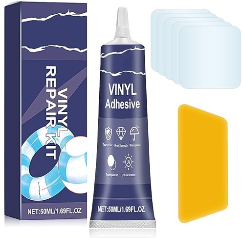 xianynow Kit de Réparation Piscine, Rustine Piscine, Kit Réparation Spa Gonflable, Colle PVC pour Bouées, Produits Gonflables, Matelas et Bateaux, Transparent, Étanche à l'eau, 50ml