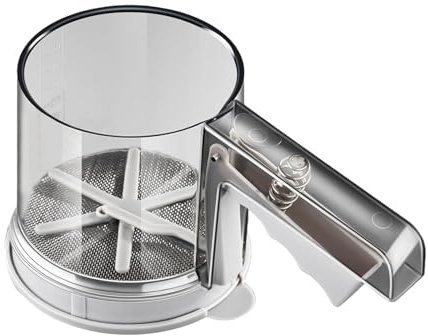 Doiyislem Tamiz para Harina,Tamiz De Acero Inoxidable con Malla Fina para Espolvorear - Doble Semiautomático para Cocina,Utensilio De Cocina para Hacer Pasteles Y