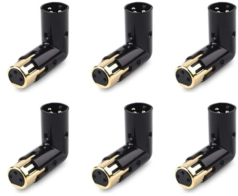 Tuminfar 6 Adaptateur d'angle XLR 3 Broches Réglable Mâle à Adaptateur XLR à Angle Droit Adaptateur XLR à 90 Degrés