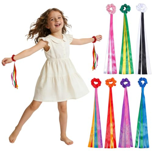 WADORN 14 bandas de baile de 7 colores, arco iris, ritmo de muñeca, muñequera de mano, para gimnasia rítmica, danza, para adultos, danza, fiesta, uso, decoración de rendimiento