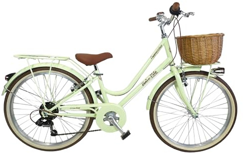 Stadscykel vintage retro citybike för flickor Dolce Vita Cappuccino 24 tum 6 V (ljusgrön)