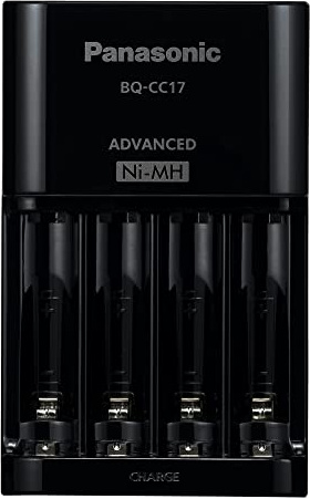 Panasonic BQ-CC17KSBA eneloop Advanced Individual Battery Charger with 4 LED Charge Indicator Lights, Black
