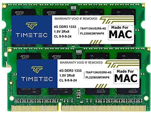 Timetec 8GB KIT(2x4GB) Compatible for Apple DDR3 1333MHz PC3-10600 for MacBook Pro (Early/Late 2011 13/15/17 inch), iMac (Mid 2010, Late 2011 21.5/27 inch), Mac Mini (Mid 2011) RAM Upgrade