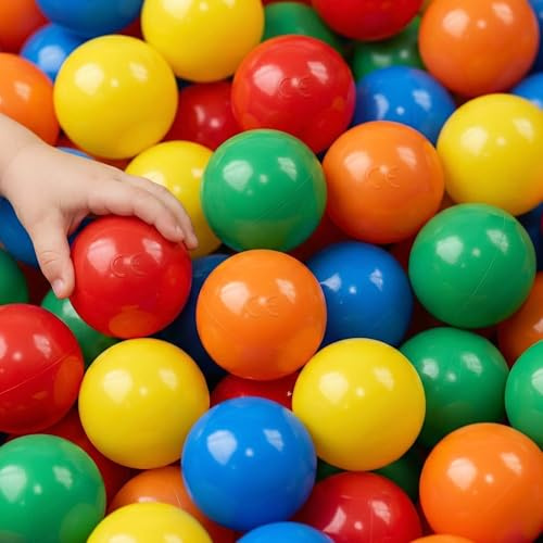 LittleTom Lot de 200 balles colorées pour Piscine à balles - 6 cm - Balles en Plastique pour bébé