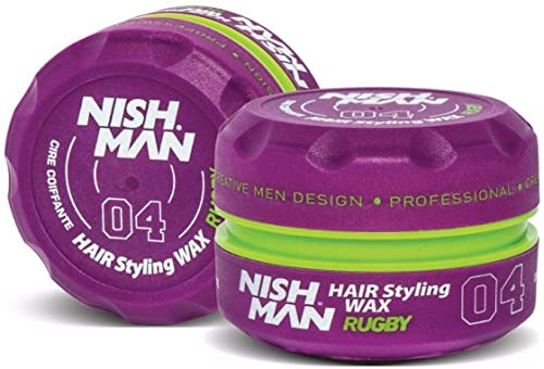 NISHMAN Hair Styling Wax for Men 04 - Rugby 150g - Escobar Scent - Natural Shine Look - Strong Hold - Mens Hair Gel Aqua Wax - Long-Lasting Control and Definition