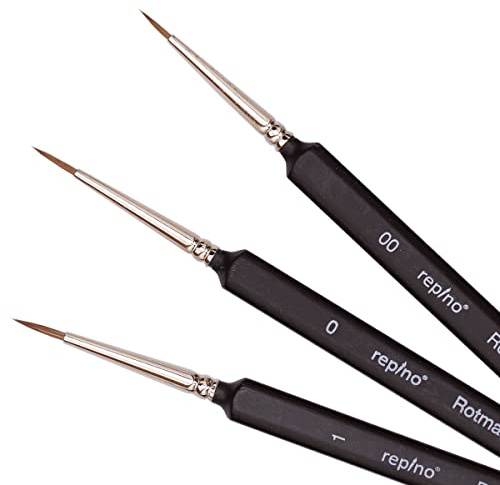 Repino Rotmarder Lot de pinceaux triangulaires Fins en Poils de martre Rouge Taille 00, 0, 1