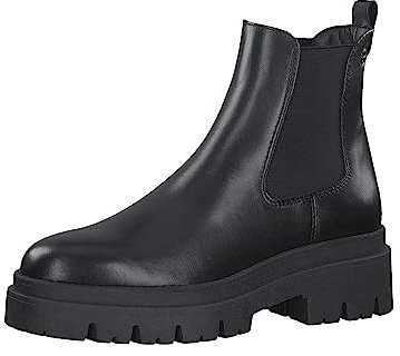 Tamaris Damen Chelsea Leder Blockabsatz bequem; BLACK LEATHER, EU 40