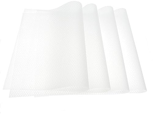 JZK 4x Taglia 45 x 29 cm tagliabili, tappetini frigo traslucidi bianchi antiscivolo e antimuffa, tappetini frigoriferi trasparenti, tappetini per cassetti e armadi cucina