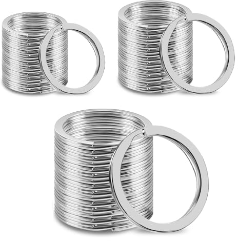 Czkonore 60 Stück Schlüsselringe, 3 Größen (30mm 25mm 20mm) von Schlüsselanhänger Ring, Runde Flacher Split Ring Schlüsselring für Auto, Haus, Schlüssel Zubehör