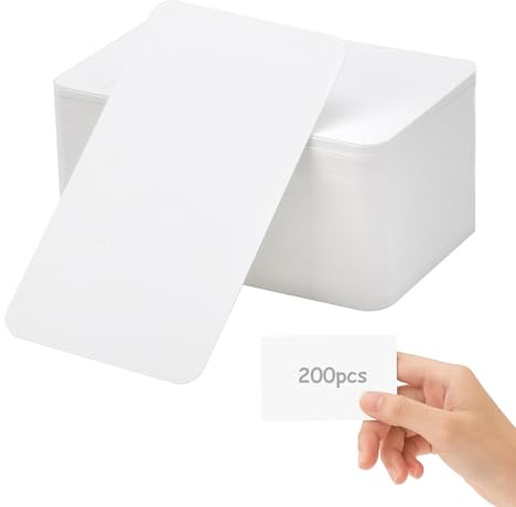 APOMOONS 200 tarjetas de papel en blanco, 9 x 5,5 cm, para manualidades, escuela, oficina, vocabulario, aprendizaje