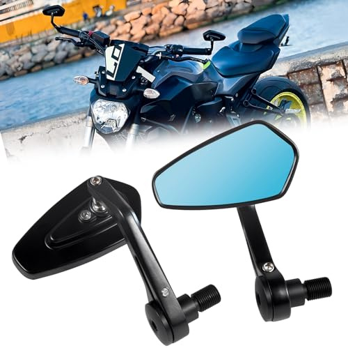 LOKLISUM Specchietti Moto Manubrio, Alluminio Retrovisore Moto Compatibile per Yamaha MT03 MT07 MT09 MT10 MT15 MT125 FZ1/FZS1000 FZ6 FZ6R XJ6 TMAX 530 TMAX 500 (Blu)