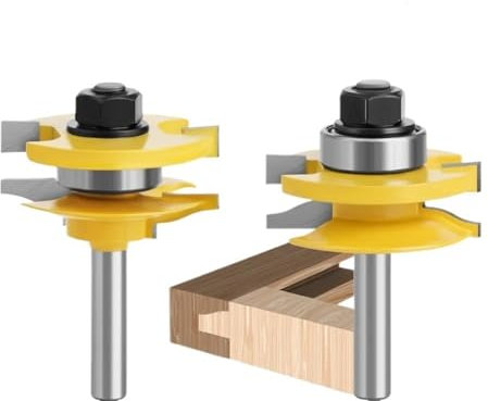 Juego de 2 brocas for rieles y montantes de puertas de gabinetes con vástago de 1/4 de pulgada, herramientas de fresado for carpintería, cortador de lengüeta y ranura