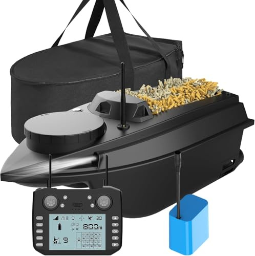 Bateau de pêche GPS, bateau à appât RC avec double moteur sans fil 3 kg, retour automatique de nourriture, télécommande, 800 m de distance, bateau de pêche avec détecteur de poissons 12 V