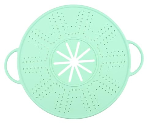 NonMiFyR Tapa de Protección Contra Desbordamiento, Protector Multifuncional de Doble Asa, Protección Contra Ebullición, Verde, Individual