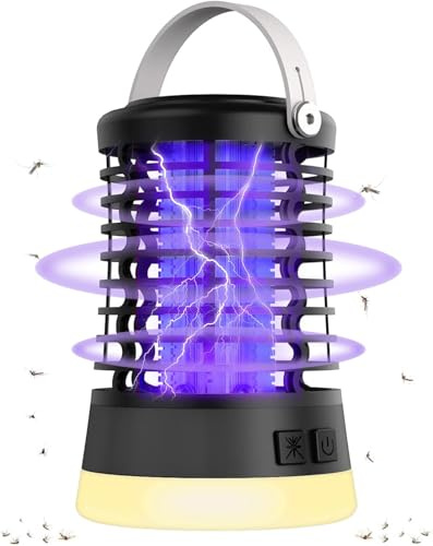 Insektenvernichter Elektrisch Mückenschutz Fliegenfalle, Wasserdicht IPX6, Mückenlampe mit USB-C Ladung für Camping Garten Balkon Schlafzimmer, Mückenfalle mit Aufhängehaken