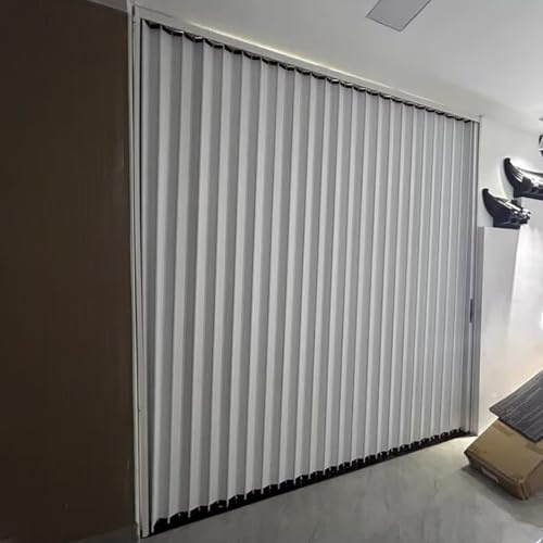 Puerta Corredera Plegable 60 65 70 80 90 100 cm Ancho, Reja de Acordeón Blanca con Cerradura para Exteriores, Puerta Corredera Plegable para División de Ambientes/Patio Exterior(28x43in/70x110cm)