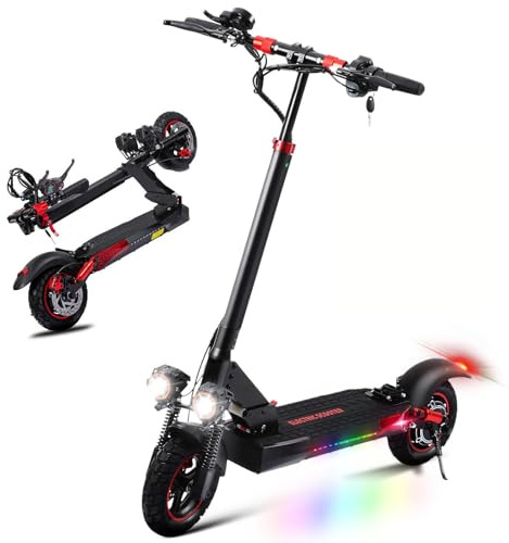 Trottinette Électrique Adulte 800W, Autonomie 40-45KM Batterie 48V 15Ah Trotinette Electrique Pliante Portable, Roues 10 Tout Terrain Double Suspension Frein à Disque Double Escooter