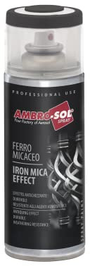 Ambro-Sol V400MIC5 Smalto / Vernice Effetto Ferro Micaceo, Ideale per Verniciare Interni, Esterni e Complementi d’Arredi, Bomboletta Spray in Banda Stagnata Riciclabile 400 ml, Nero Grafite