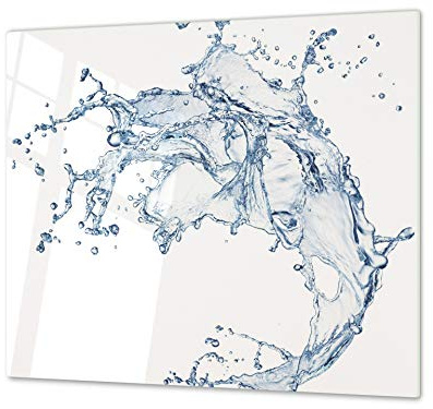 Cutting Board and Cooktop Cover - Impact & Shatter Resistant Glass; Measures: Single: 60 x 52 cm”; Double: 2 x 30 x 52 cm; D02 Water Series: Water 17