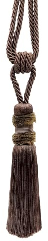 Hermosa cortina de felpa marrón y borla de cortina con alzapaños de 9 pulgadas, 33 pulgadas , borla, cuerda decorativa para mejorar el aspecto de cortinas y cortinas estilo # TBPLUSH9 D2 – Mocha
