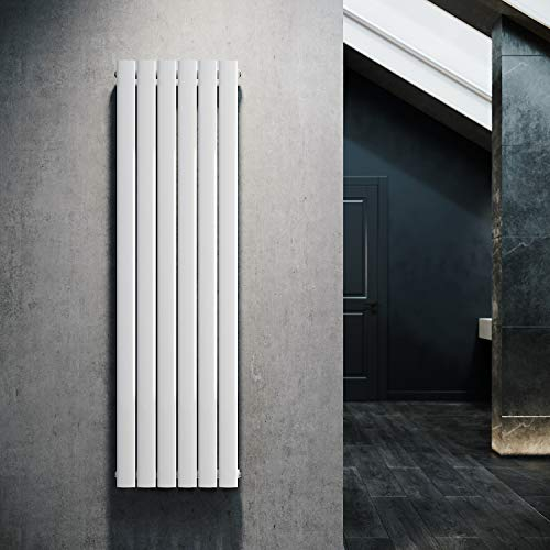 ELEGANT Radiador plano de diseño, 1600 x 462 mm, color blanco, vertical, panel de una capa, moderno, conexión central
