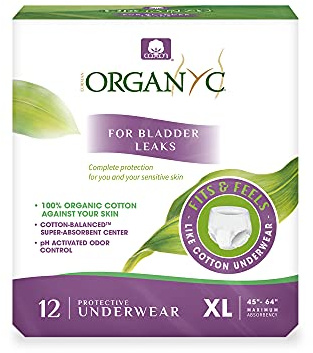 Organyc Bladder Control Underwear for Women - Organic Cotton Protective Underwear for Incontinence, Leak Protection, Odor Protection and Sensitive Skin, Small, 14 Count