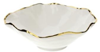 Hervit Ciotola Porcellana Bianca Bordo Oro con Scatola Regalo - Ciotolina Elegante, Svuotatasche, Svuota Tasche, Contenitore Alimenti, Porta Cioccolatini, Regalo Elegante - 14,5x12,5xh5cm