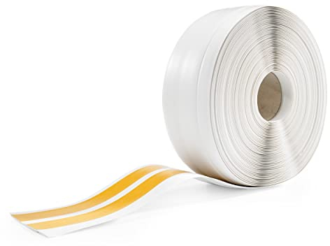 Quest Weichsockelleiste Selbstklebend, Abschlussleiste Breit - 70 mm x 20 mm - Sockelleiste PVC, Flexible Knickleiste für Wand, Boden - Dekorativ, UV-Beständig - 20 Meter, Weiß