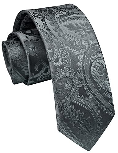 Enlision Corbata para Hombre Elegante Clásico Gris Paisley Corbata 6CM Para Negocios Formales De Boda