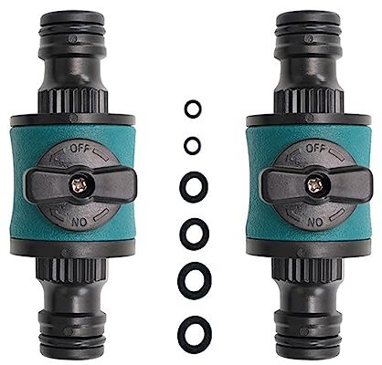 VReder Quick Release in Line Hose Shut Off Valve, Double Male Connector Valve Extender Garden Hose Connector Set for Join Hose Pipe Tube and tap, Hose Reel (2Pcs)