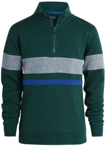 Chaps Boys Pullover Sweater - Classic Fit Flannel Quarter Zip Pullover- Mock Neck Sweater for Boys (S-XL), Size Small, Evergreen