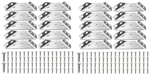 Neamou 20 Stück Stainless Steel Furniture Corner Connector, Universeller Eckverbinder Für Möbel Aus Edelstahl, Eckhalterung Eckwinkel Metall Dreiecksstütze Für Tür, Regale, Bücherregal, Schuhregal