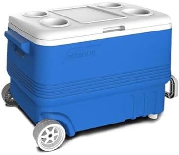 Nevera Pasiva 45L con Rueda - La Mejor Nevera portatil para Camping, Playa, o Campo. (Azul, 45L con Rueda)