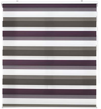 INTERBLIND Estor Enrollable Noche y Día Doble Capa, Tamaño 140x180 cm (Ancho por Alto), Medida Tela 137x175 cm, Color Marrón-Violeta