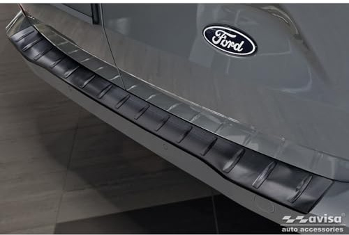 Avisa Schwarz Edelstahl Heckstoßstangenschutz kompatibel mit Ford Transit Custom & Tourneo Custom (V710) 2023- / Volkswagen Transporter T7 2024- 'Ribs'