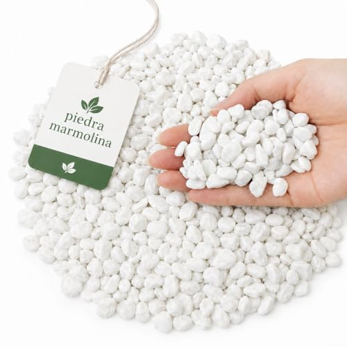 flonatur Piedras Blancas para Jardin y Terratios| Piedras Decorativas para Macetas | Ideal para Acuarios | Piedras Marmolina Blanca |Fácil Aplicación y Múltiples Usos (Cubo 20/30 3KG)