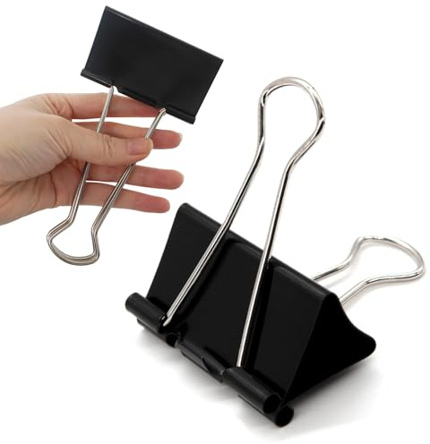 TOTDTDA 3 Inch Extra Large Jumbo Binder Clips (12 Pack), Heavy Duty Paper Clamps for Office and Home Supplies, Black