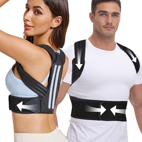 NovoBrace Posture Correcteur Dos Femme Homme, Redresseur De Dos, Posture Correcteur Dos Réglable, Soutien Femme Respirant, Maintien Du Dos Du Cou et Des épaules anti-douleur, Soulage la douleur,Noir