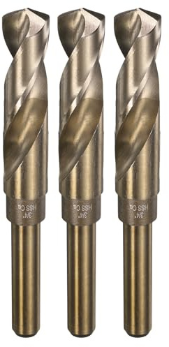 sourcing map 3 brocas helicoidales de cobalto M35 de 3/4 pulgadas, broca Jobber de acero de alta velocidad para acero inoxidable, metal endurecido, hierro fundido, aluminio, cobre, acero de aleación