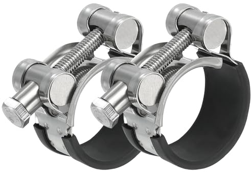 PATIKIL 32-35 mm T-Bolt slangklämma, 2-pack gummikuddat intag intercooler rörklämmor 304 rostfritt stål kylarslangklämma för 1,2-3,5 cm rör