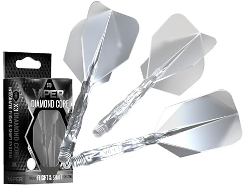 Viper Diamond Core Integrated Dart Flight & Shaft System - Precision Darting Accessory with Tough Polymers for Enhanced Performance, Set of 3, Medium Shaft, Standard No6 Flight, Clear
