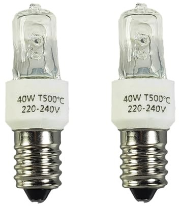 ShuoHui Oven Lamp 40 W 300 Degree E14 Oven Lamp & Bulb Dimmable 230 V, Heat Resistant up to 500 °C, 2700 K Warm White for Neff Bosch Oven Fridge Microwave Cooker Hood (2)