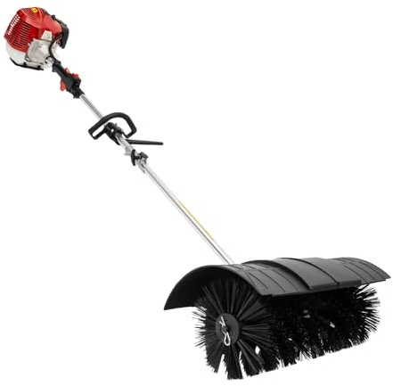 52ccm Kehrmaschine Benzin, 2-Takt 2,3 PS Motorbesen Kehrbesen Benzin Upgrade Schneefräse Handkehrmaschine Schneeschieber mit 56cm Bürstenbreite für Die Reinigung Von Kunstrasen und Straßen