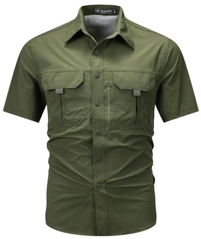 Mauro Kane Chemise Homme Manches Courtes Randonnée Chemise Fonctionnelle Protection UV Imperméable Respirant pour Voyage
