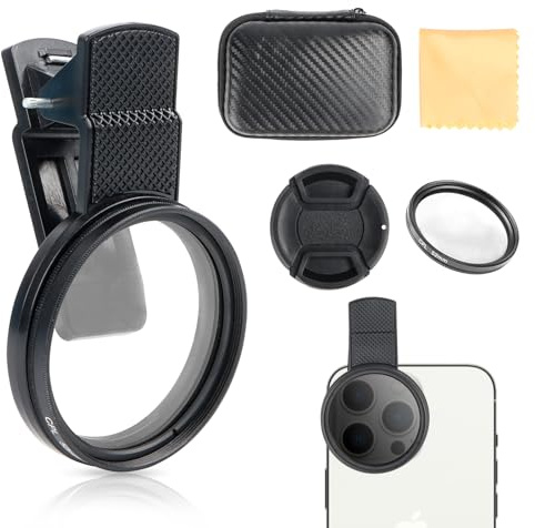 CPL Filter 52 mm Universal para Cámara del Teléfono Móvil - Filtro polarizador para cámara de teléfono móvil con clip de rosca Clip, filtro polarizador compatible con iPhone, Samsung, smartphones
