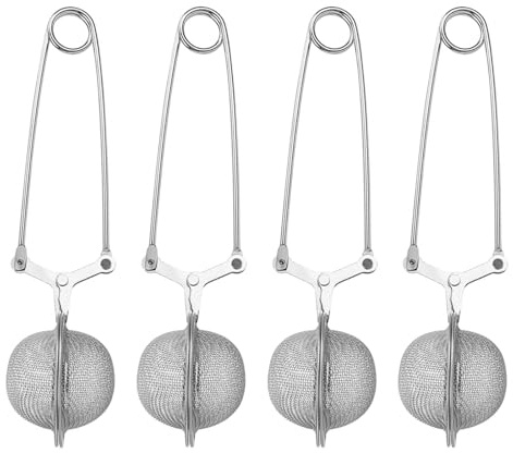 4 bolas coladoras de té multiusos con mecanismo de clip, diseño de red fina, ideal para tazas, ollas, hogar, oficina, viajes, uso compacto, infusor para especias sueltas