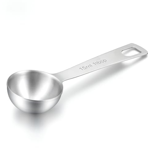 Cucharas medidoras de acero inoxidable, 1 cucharada (3 cucharaditas, 15 ml, 1/2 onza), diseño de cuenco redondo de escala precisa, utensilio de cocina de metal duradero