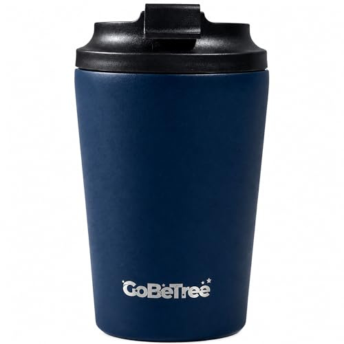 GoBeTree Termosmugg Kaffe to go 360 ml (12 oz) Rostfritt Stål MIDNIGHT. tumbler och resekaffemugg med hermetiskt 100% läckagesäkert lock och bred öppning för kontor, bil, resa, gym och kaffe to go